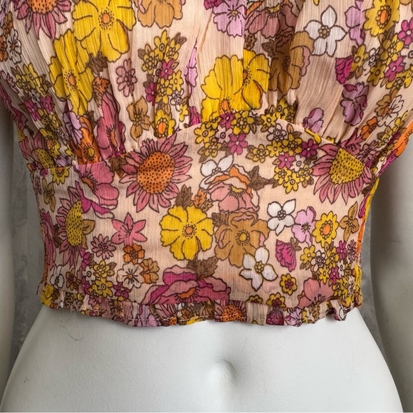 PATRONS OF PEACE floral ruffled cropped bustier top - women’s medium - Picture 5 of 13